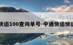 中通快运100查询单号-中通快运快运查询